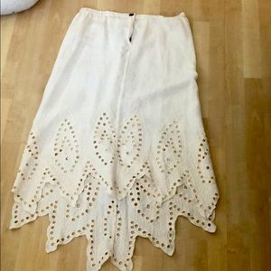 White linen embroidered skirt